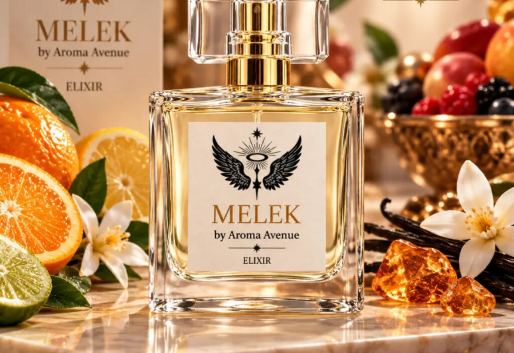 Detaliu Melek: citrice, fructe suculente, vanilie si ambra